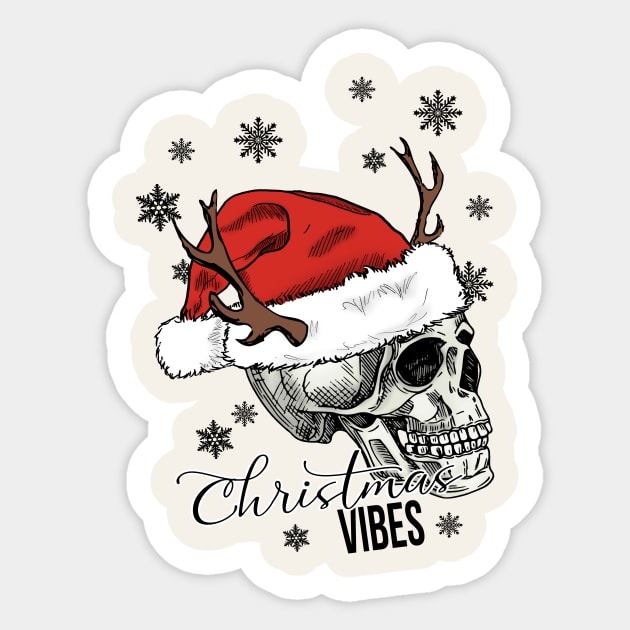 Christmas Vibes Skull Sticker by Nessanya